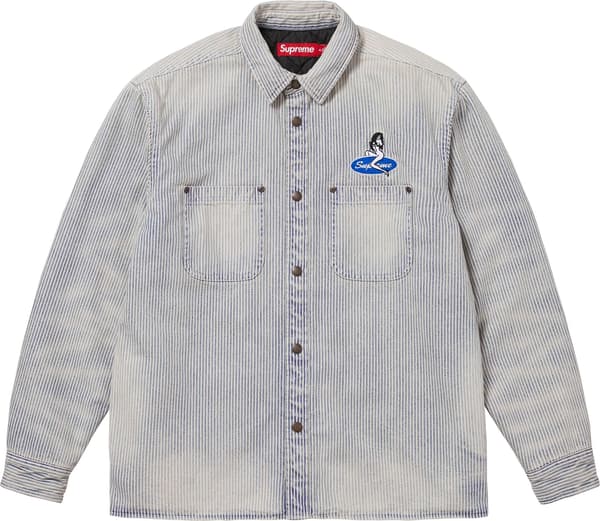 Quilted Lined Denim Snap Shirt - Stripe (front)