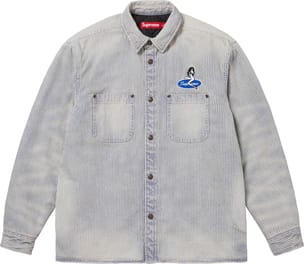 Quilted Lined Denim Snap Shirt Stripe