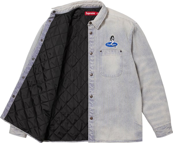Quilted Lined Denim Snap Shirt - Stripe (detail)