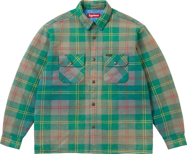 Quilted Lined Flannel Snap Shirt - Green (front)