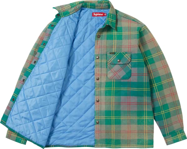 Quilted Lined Flannel Snap Shirt - Green (detail)