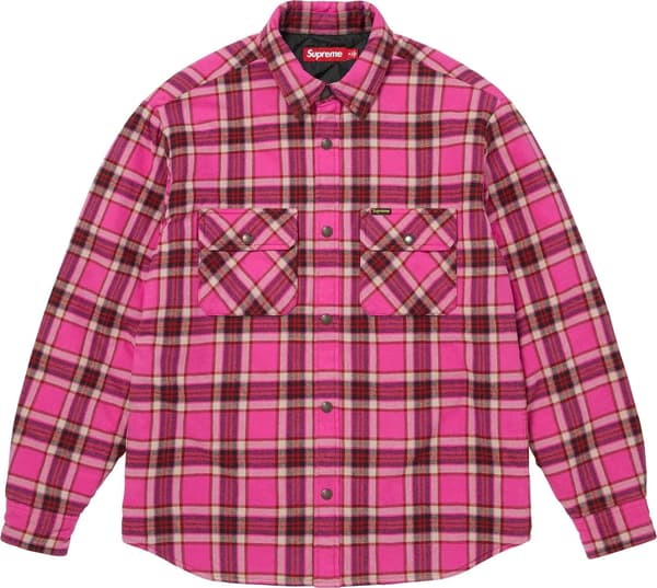 Quilted Lined Flannel Snap Shirt - Pink (front)