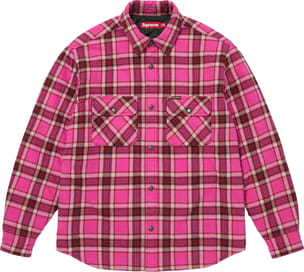 Quilted Lined Flannel Snap Shirt Pink