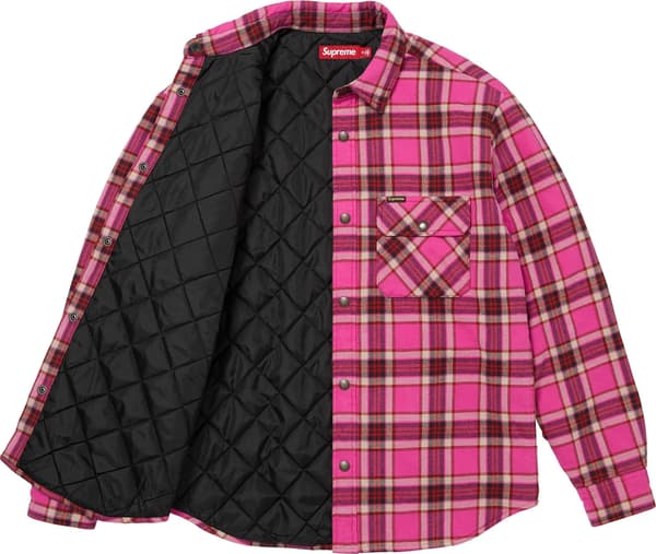 Quilted Lined Flannel Snap Shirt - Pink (detail)