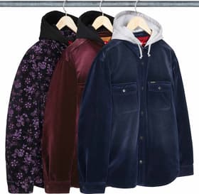 Quilted Lined Hooded Velvet Snap Shirt