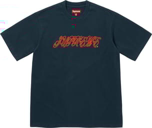 Raised Script S/S Top Navy