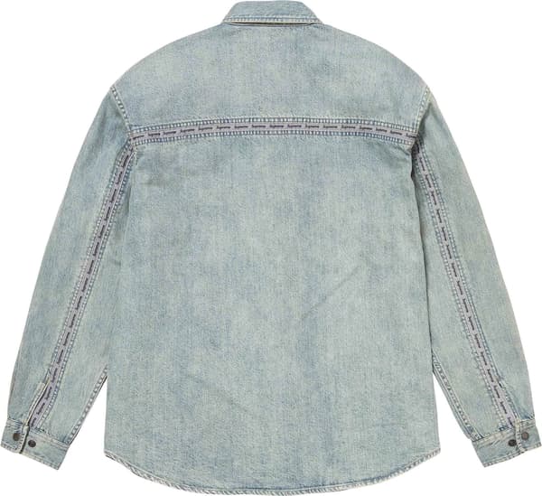 Reflective Taping Denim Snap Shirt - Washed Indigo (detail)