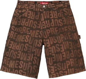 Repeat Jacquard Double Knee Denim Short Dark Brown