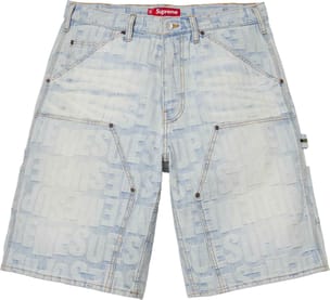 Repeat Jacquard Double Knee Denim Short Light Washed Indigo