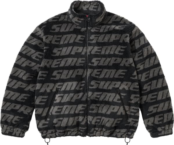 Repeat Jacquard Fleece Jacket - Black (front)