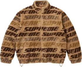 Repeat Jacquard Fleece Jacket Tan