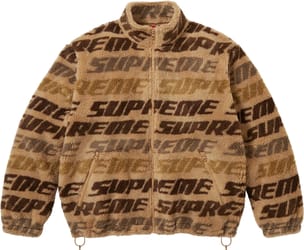 Repeat Jacquard Fleece Jacket Tan