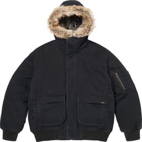 Reversible Faux Fur Hooded Work Jacket Black