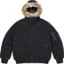 Reversible Faux Fur Hooded Work Jacket - Black (front)