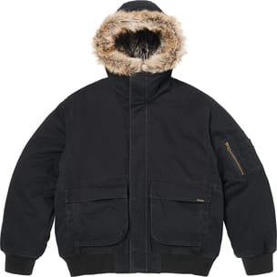Reversible Faux Fur Hooded Work Jacket Black