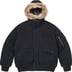 Reversible Faux Fur Hooded Work Jacket - Black (front)
