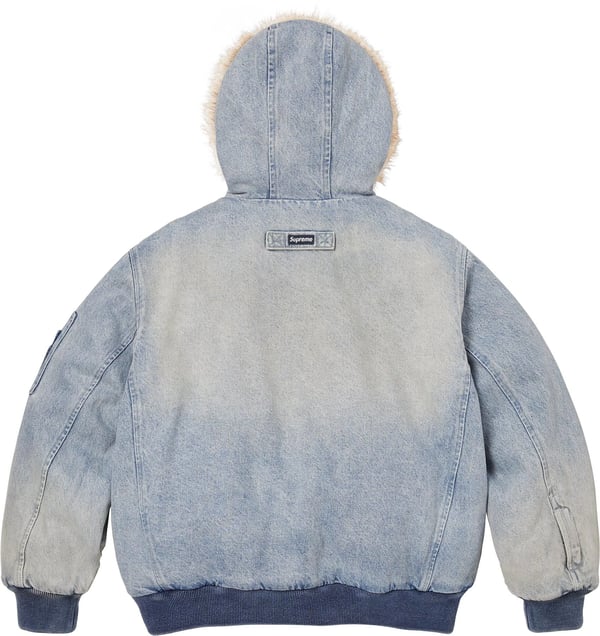 Reversible Faux Fur Hooded Work Jacket - Denim (detail)