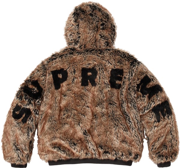 Reversible Faux Fur Hooded Work Jacket - Denim (detail)