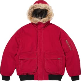 Reversible Faux Fur Hooded Work Jacket Red