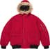 Reversible Faux Fur Hooded Work Jacket - Red (front)