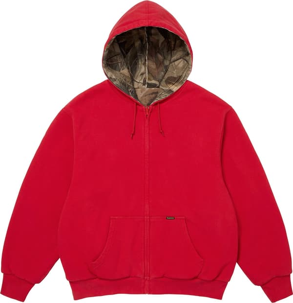 Reversible Work Zip Up Hooded Sweatshirt - Red (front)
