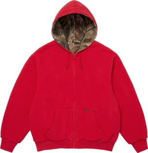 Reversible Work Zip Up Hooded Sweatshirt Red