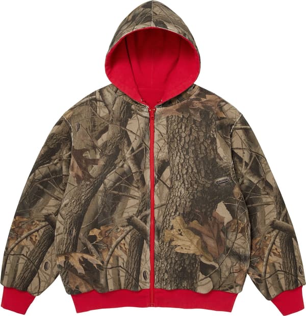 Reversible Work Zip Up Hooded Sweatshirt - Red (detail)