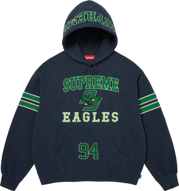 Rhinestone Eagle Hooded Sweatshirt - Navy (front)