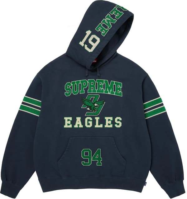 Rhinestone Eagle Hooded Sweatshirt - Navy (detail)