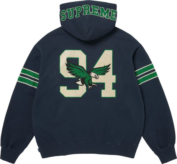 Rhinestone Eagle Hooded Sweatshirt - Navy (detail)