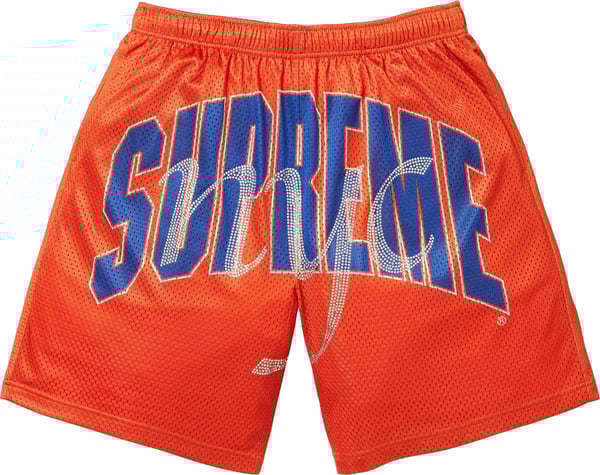 Rhinestone Mesh Short - Orange (front)