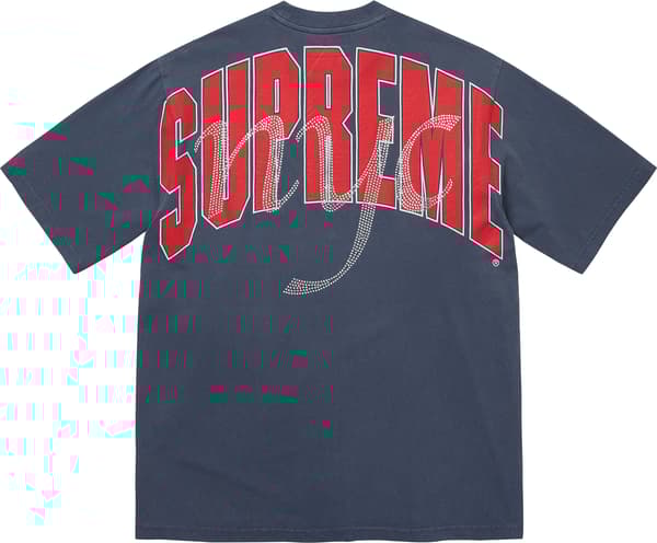 Rhinestone Script S/S Top - Navy (detail)