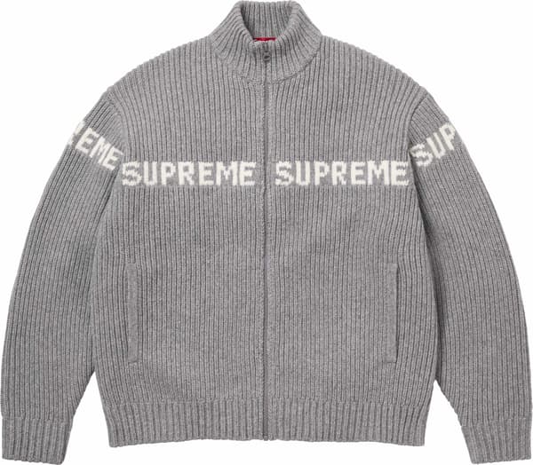 Ribbed Zip Up Sweater - Grey (front)