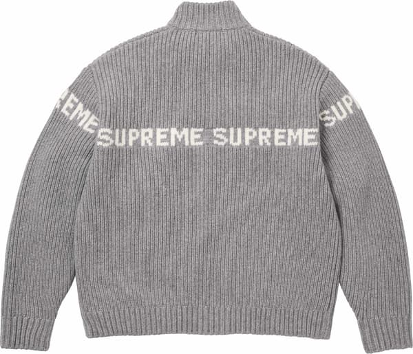 Ribbed Zip Up Sweater - Grey (detail)
