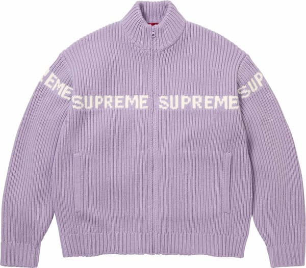 Ribbed Zip Up Sweater - Lavender (front)