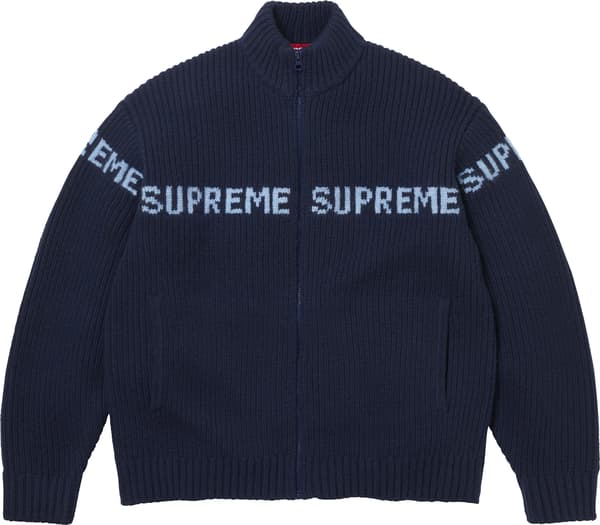 Ribbed Zip Up Sweater - Navy (front)