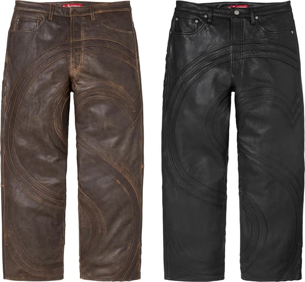 S Logo Leather Baggy 5-Pocket Jean - Group Shot