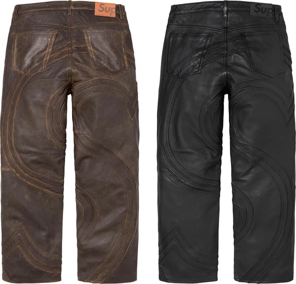 S Logo Leather Baggy 5-Pocket Jean - Group Shot