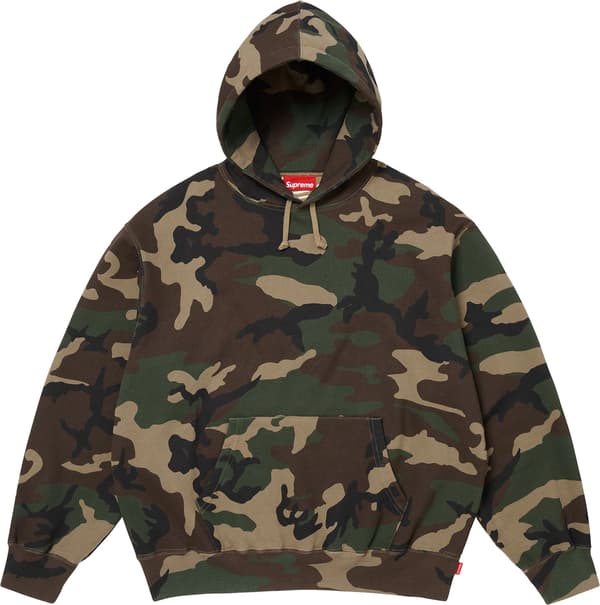 Satin Appliqué Hooded Sweatshirt - Woodland Camo (front)