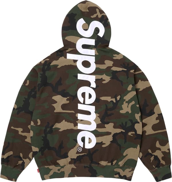 Satin Appliqué Hooded Sweatshirt - Woodland Camo (detail)