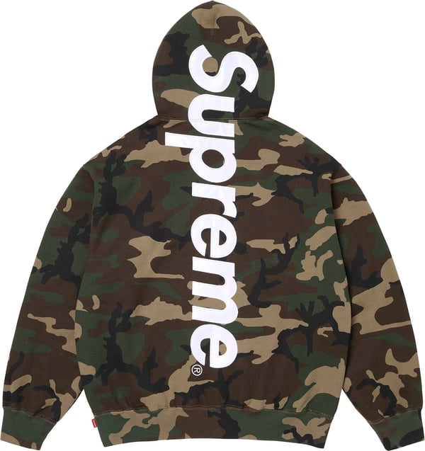 Satin Appliqué Hooded Sweatshirt - Woodland Camo (detail)