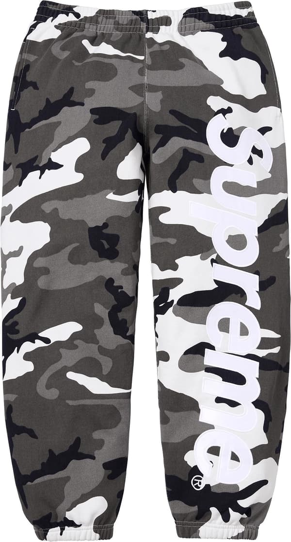 Satin Appliqué Sweatpant - Snow Camo (front)