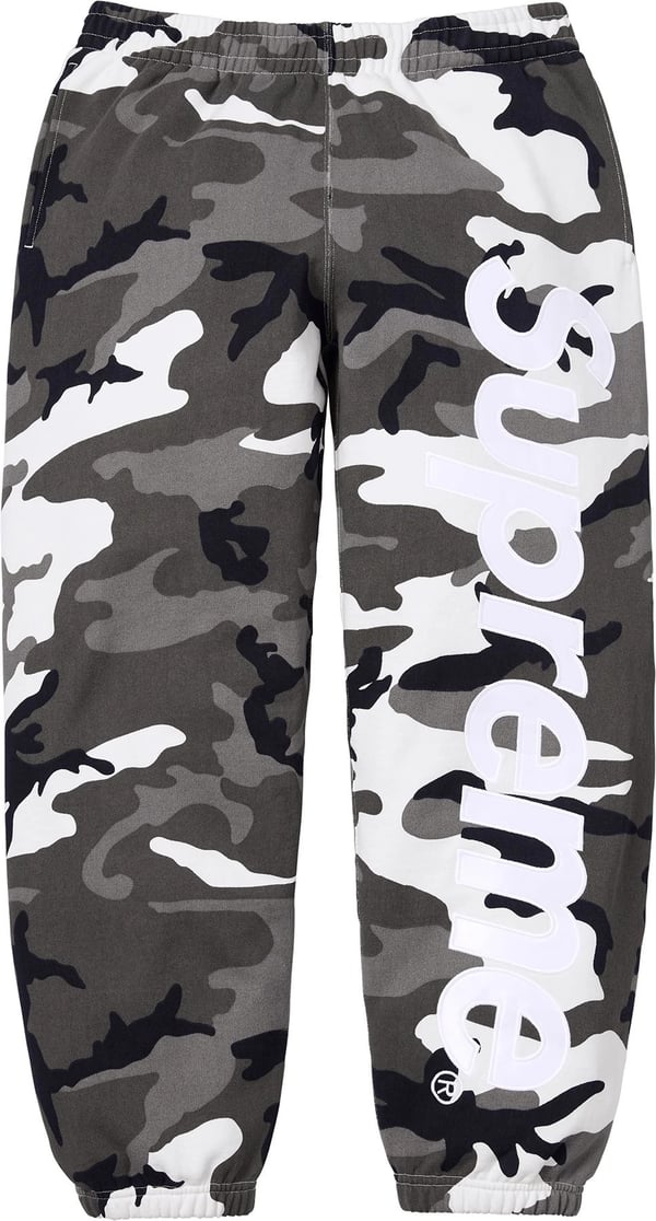 Satin Appliqué Sweatpant - Snow Camo (front)