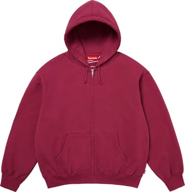 Satin Appliqué Zip Up Hooded Sweatshirt