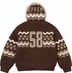 Sequin Lined Hooded Zip Up Sweater - Brown (detail)
