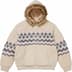 Sequin Lined Hooded Zip Up Sweater - Cream (front)