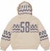 Sequin Lined Hooded Zip Up Sweater - Cream (detail)