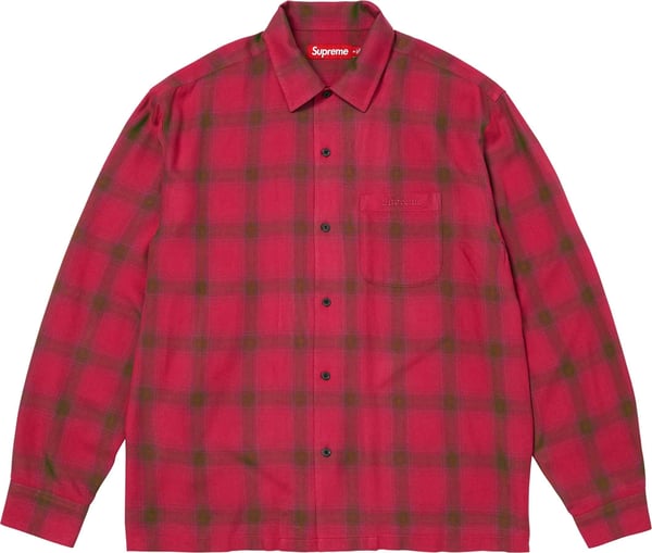 Shadow Plaid Rayon Shirt - Magenta (front)