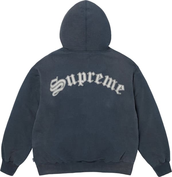 Shearling Lined Zip Up Hooded Sweatshirt - Navy (detail)