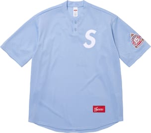 Shop S Logo Baseball Henley Light Blue - London